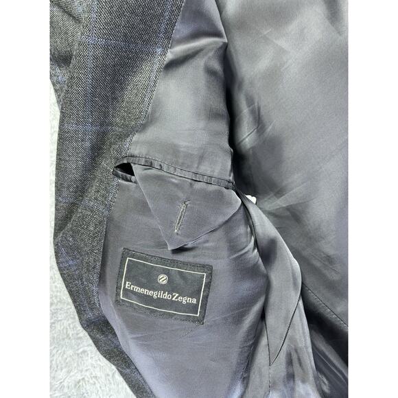 Ermenegildo Zegna Pure Cashmere Mens Blazer 46R 3 Button Sportscoat Gray Blue - Picture 11 of 11